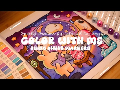 Color with me (ASMR) 🔮👻 'Spooky Dreams' by Coloring Caramel 🌱✏️ Ohuhu markers ✨ #adultcoloring #asmr