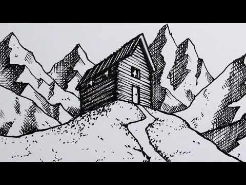 How to Draw a House on a Hill in 2-Point Perspective: Narrated Pen Drawing