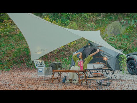 Finally succeeded in setting up a perfect minimal solo camp with a one-person tent and 700g tarp!?