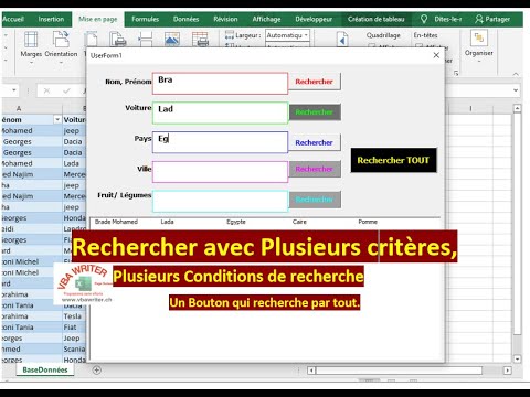 VBA Rechercher PAR TOUT/ Plusieurs Critères/ Un Bouton OU plusieurs/Sans codage_20. www.VbaWriter.ch