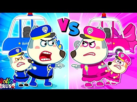 Розовая полиция против Синей! | Весёлые приключения семьи Вулфу | Wolfoo Russian