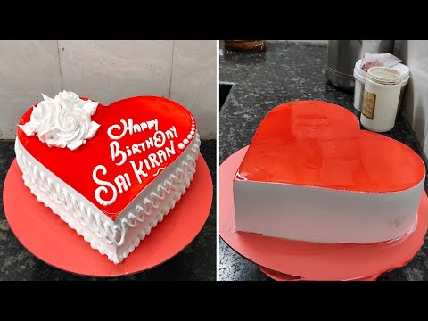 Amazing Heart Shape Cake Flower Decorating|Heat Shape Cane Red and White Colour Combination