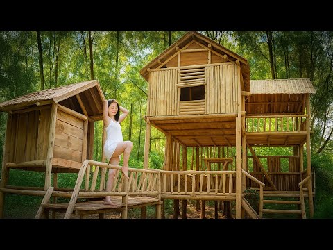 Satisfying Solo Building: Turn Back Time - Build Wooden Shelter in the Wild | Primitive Skills 4K