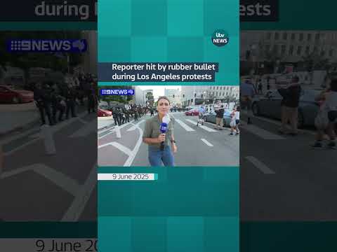 9News Australia correspondent Lauren Tomasi was shot in the leg while reporting #itvnews #losangeles