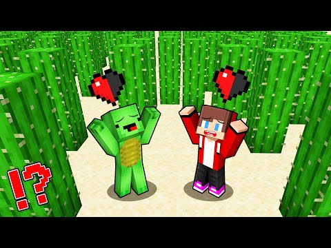 JJ And Mikey Found a TINY BASE inside a CACTUS in Minecraft Maizen
