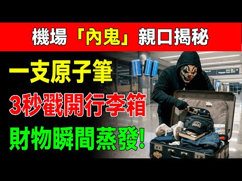機場「內鬼」親口揭秘：5種行李箱是小偷的最愛！第一名90%的人都在用，3秒就能無痕偷光！#行李防盜 #機場內鬼 #原子筆開鎖