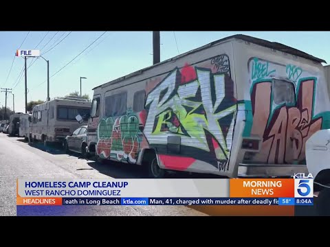 Los Angeles County authorities begin clearing large encampment, offering residents help