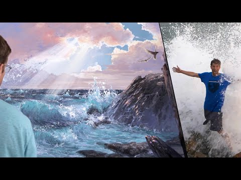 How To Paint Big Crashing Waves On A Rocky Shore