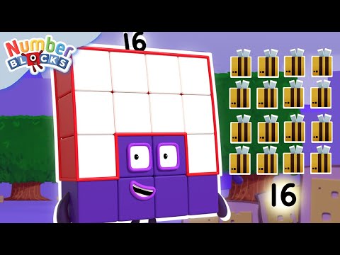 Let's meet Square Number 16! 🟪 | Maths Learn to Count Skills | 🟪 @Numberblocks