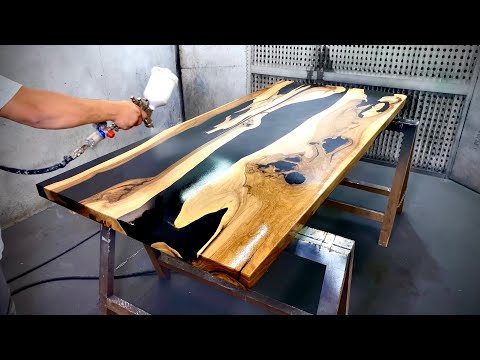 How to make a table.Walnut and epoxy resin table WOODWORKING