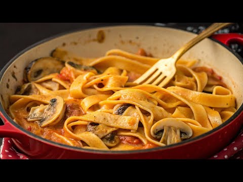 This pasta recipe with garlic and mushrooms is better than any meat! Tender & irresistible!
