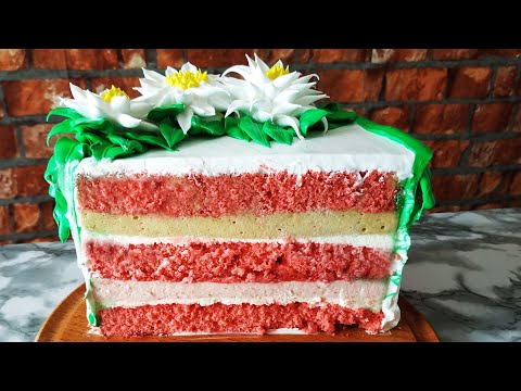 Торт Бабл Гам.🍓🍌 Рецепт популярного клубнично-бананового торта.