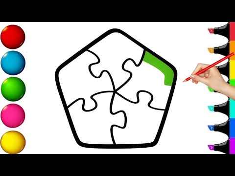 How to draw Puzzle Drawing, Colouring and Painting for kids, Toddlers | How to Draw Puzzle Drawing