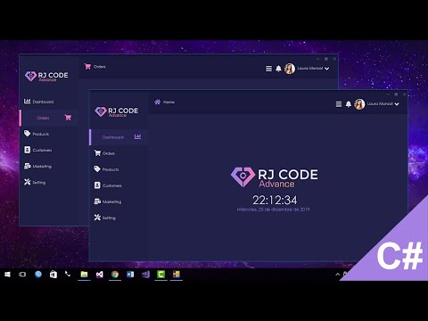 C#/ Modern Flat UI + Font Awesome Icons, Multicolor, Highlight button, WinForm