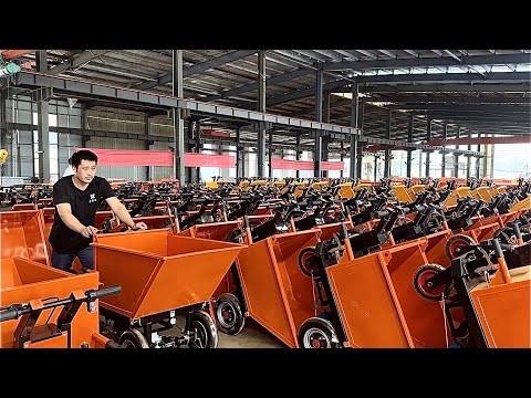 手推式電動翻斗車的批量生產過程，大幅提升工地效率