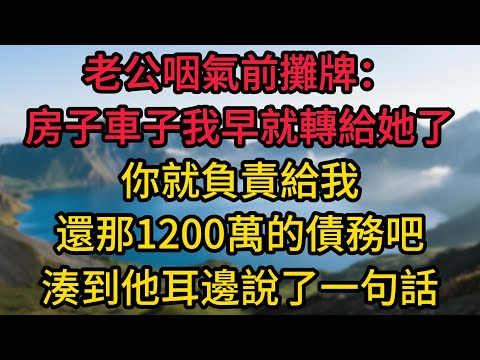 老公咽氣前攤牌：房子車子我早就轉給她了！你就負責給我還那1200萬的債務吧！我笑了，湊到他耳邊說了一句話，他瞳孔劇烈收縮