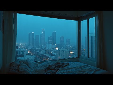Relaxing Blue Hour Rain In A Luxury LA Apartment🌧️Calm Rain Ambience For Reading, Sleeping, Etc.