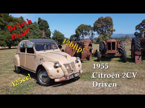 British-built 1955 2CV road test, in Tasmania, Australia! 425cc!