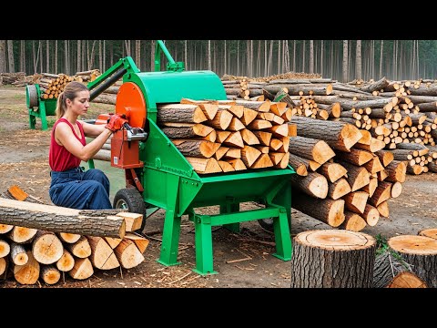 Fastest Automatic Firewood Processing Machine | Homemade Modern Wood Cutting Chainsaw Machines #2