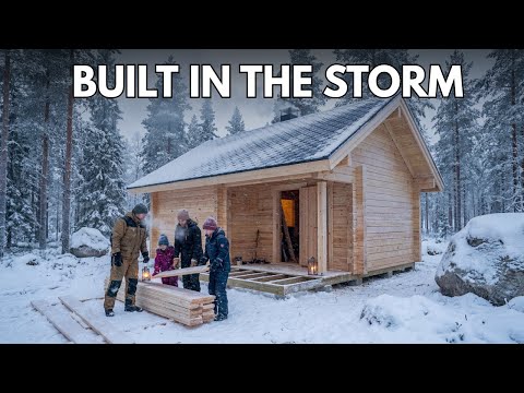 Building a Dream Log Cabin as a Family in the Middle of a Harsh Winter Storm