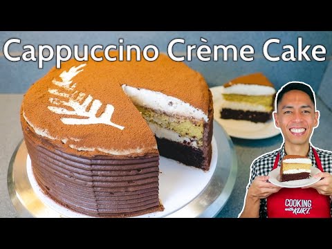 Red Ribbon Cappuccino Crème Cake: Chocolate-Mocha Chiffon & Coffee Cream Filling | Cooking with Kurt