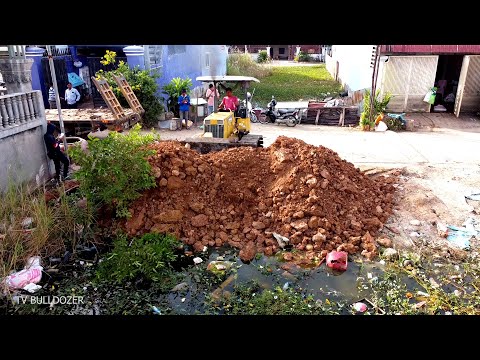 Amazing 100% New Project Complete LANDFILL DELETE TRASH LAKE By Best Driver D20P DOZER Pushing SOIL