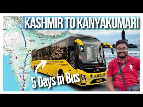 KASHMIR to KANYAKUMARI in VOLVO Bus | India's Longest Bus Journey | 4100 Kms - 5 Days #kashmir #k2k