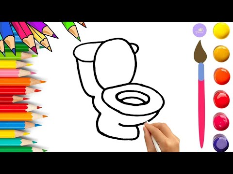 How To Draw cute Toilet Drawing, Painting & Coloring For Kids and Toddlers_🌈🎨