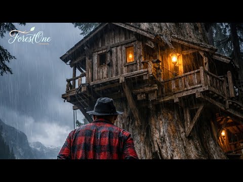 Building a Tree House on a Steep Alaskan Mountain Cliff 😱  Silent ASMR Survival