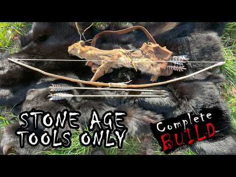 Making a PRIMITIVE Bow and Arrow with Stone Tools