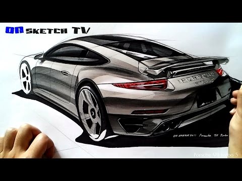 온스케치 TV Car Sketch - "Porsche 911 turbo S sketch (Color Pencil+AD Marker)"