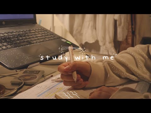 STUDY WITH ME 1hr⋆｡˚☽˚｡ at night (real sound)