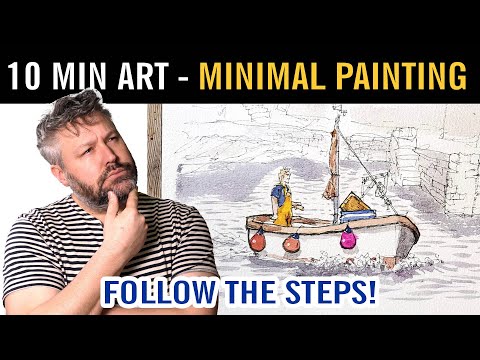 Minimal Color Boat Sketch | 10 Minute Line & Wash Watercolor Challenge
