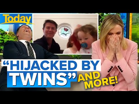 Alex Cullen's adorable twins crash live cross with baby boy Max | Today Show Australia