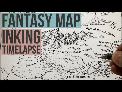 Fantasy Map Drawing - full inking process from start to finish.