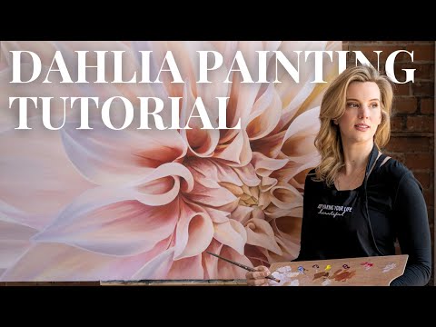 Dahlia Acrylic Painting Tutorial + Timelapse || How to Paint Flowers in Acrylic