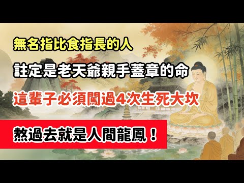 上天註定的“仙骨命”！無名指比食指長的人，註定是老天爺親手蓋章的命，這輩子必須闖過4次生死大坎，熬過去就是人間龍鳳！#佛教#佛法#佛學知識#佛學智慧#佛教文化#傳統文化#念佛修行#因果正見#佛教故事#