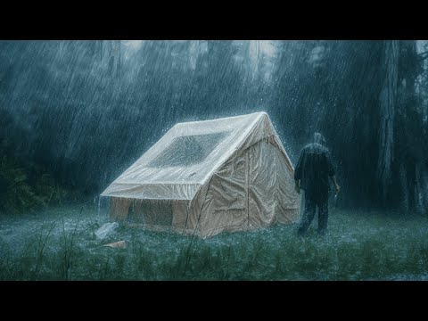 THIS IS THE HEAVIEST RAIN EVER POURED ON MY TENT - LUXURY TENT CAMPING IN HEAVY RAIN