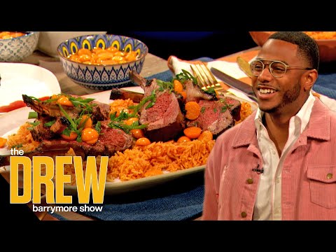 Drew's Obsessing Over Chef Kwame's Amazing Jerk Lamb with Jollof Rice | Drew's Cookbook Club
