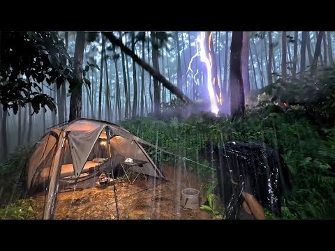 A BAD WEATHER ❗CAMPING IN SUPER HEAVY RAIN AND THUNDERSTORM ⛈️ LONG HEAVY RAIN IN CAMPING