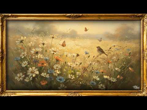 4K Frame TV Art 🌸 Sunny Wildflower Meadow | Vintage Oil Painting Ambient | Silent TV Background