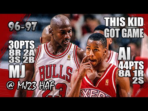 Michael Jordan vs Allen Iverson Highlights (1997.04.07) - 74pts Combine! Bulls Got No ANSWER for AI!