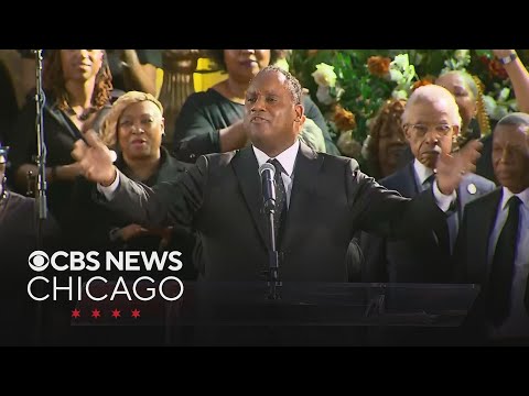 U.S. Rep. Jonathan Jackson speaks at Rev. Jesse Jackson private funeral at Rainbow PUSH