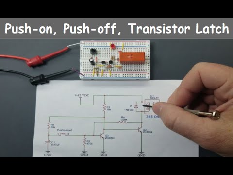 #18: Push on, Push off, Transistor Soft Latch Circuit on a Breadboard