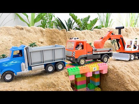 Bridge Construction Vehicles Concrete, Road Roller, Fire Truck,Train,Transporting Cars | BIBO TOYS