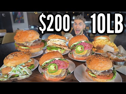 UNDEFEATED GOURMET BURGER CHALLENGE (10LB) | Cheeseburgers, Fried Chicken, Spicy Wings | Man Vs Food