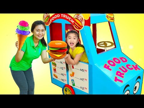 Hana Pretend Play w/ GIANT Food Truck Toy