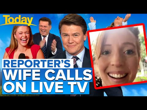Reporter 'in trouble' when wife calls on live TV | Today Show Australia