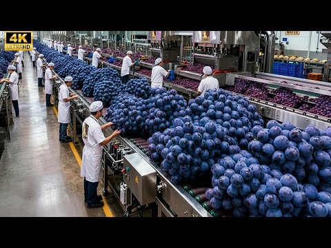 Inside a High -Tech Grape Factory 🍇 From Fresh Harvest to Irresistible Grape Juice | Full Process 4K