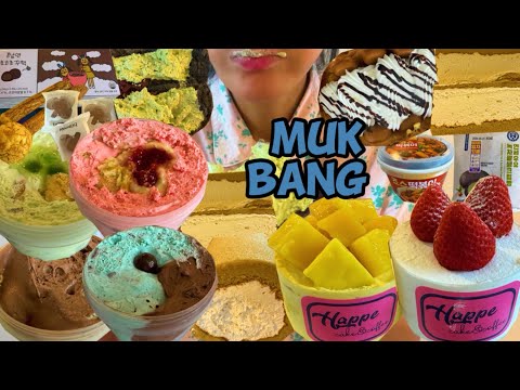 SUB) 디저트 먹방 브이로그 크림 여수언니 봄남엔초코꾸덕 편의점먹방 하페케이크 망고케이크 연세녹차팥생크림 크로칸슈 DESSERT MUKBANG CREAM デザート ムクバン